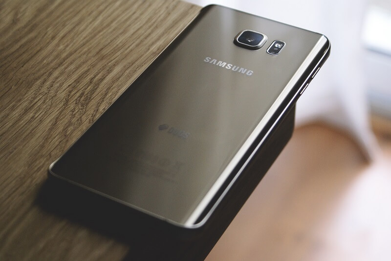 Samsung mobile on table